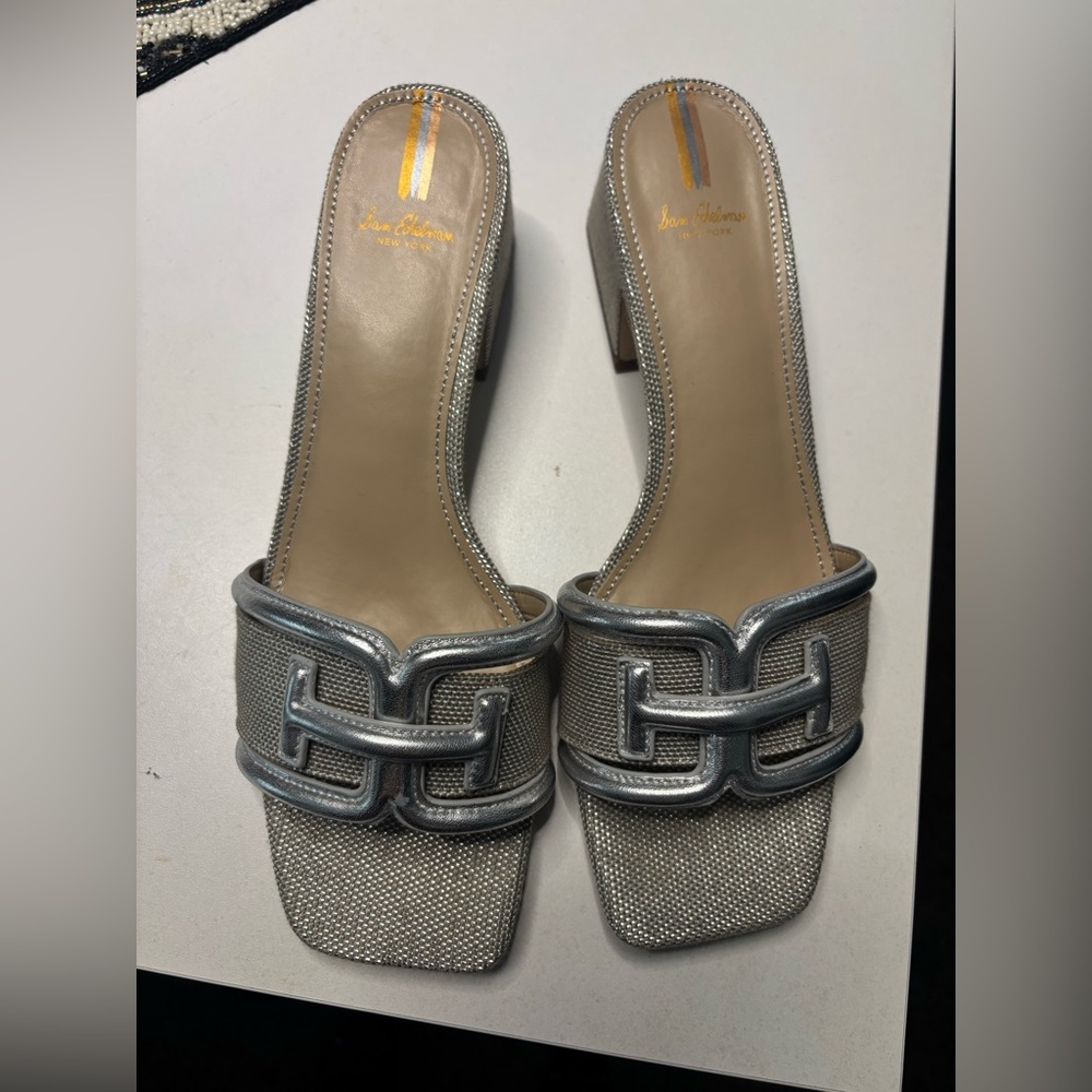 Sam Edelman Silver Textured Mules